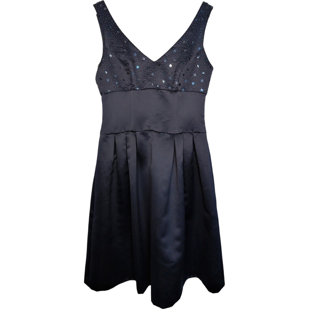 Talbots Satin Beaded Cocktail Dress 4 Elegant Occasion Wedding Guest Celestial - Picture 2 of 7